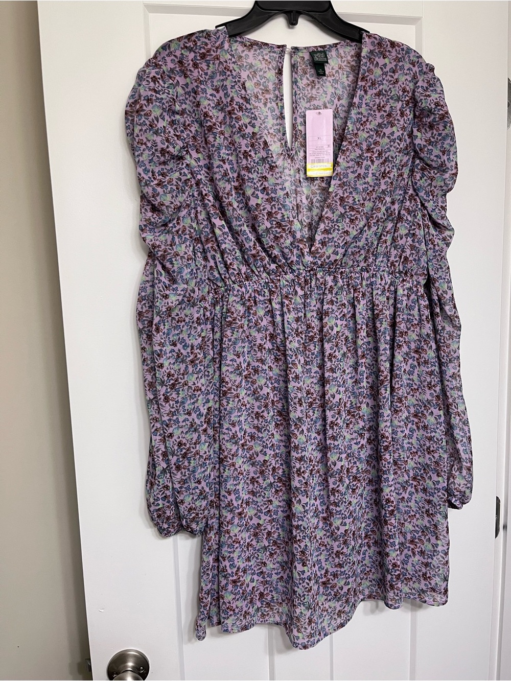 wild fable Lavender Floral Puff-Sleeve Dress